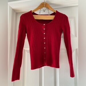 Mercer & Madison Red Merino Wool Cardigan Sweater Size Small